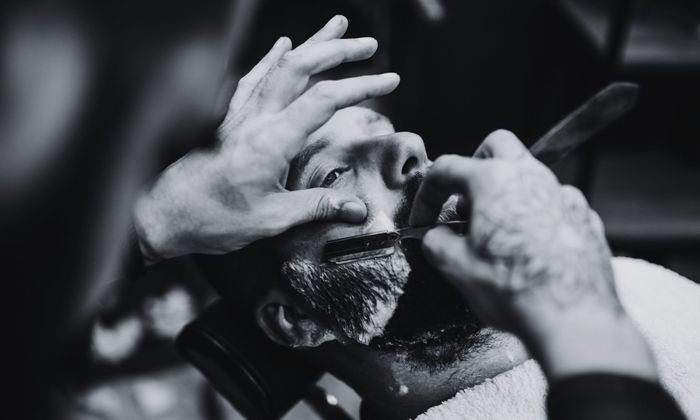 man getting a shave