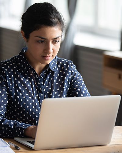 Woman looking at online classes