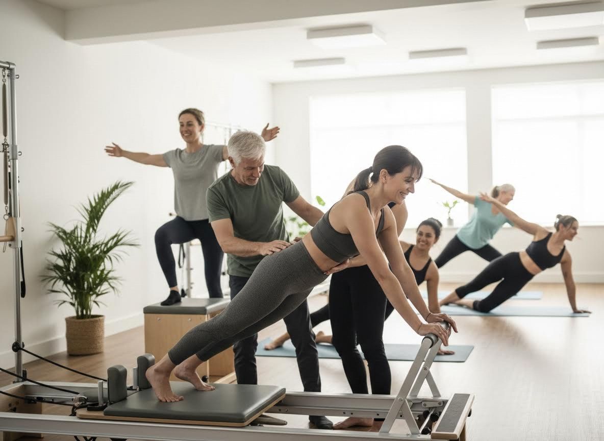 Pilates Class with Instructor and Group