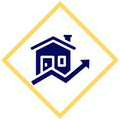 icon of a house with an elevated arrow