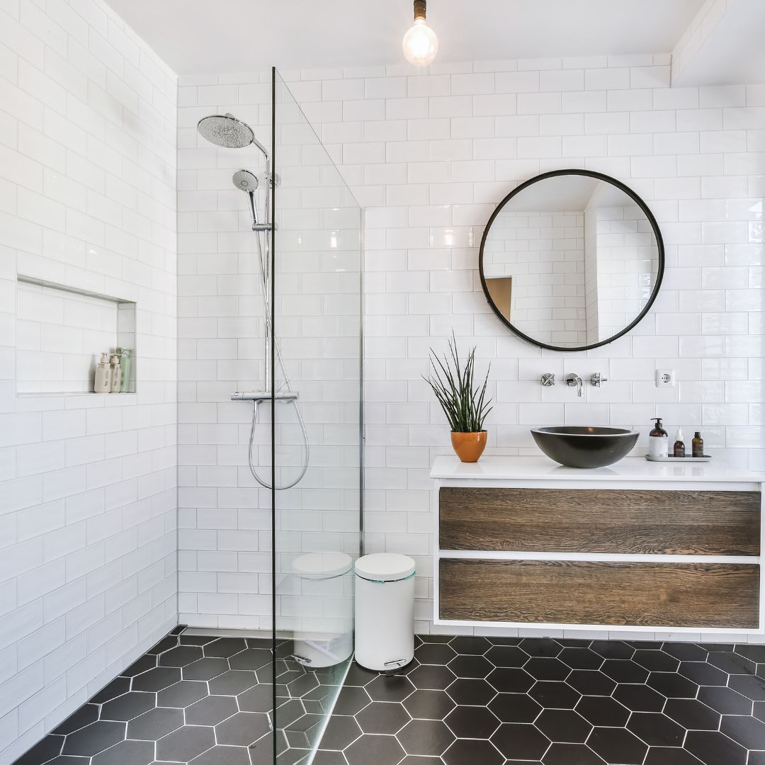 Shower in bathroom