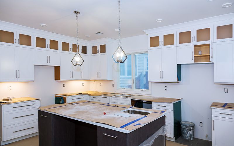 a kitchen being remodeled