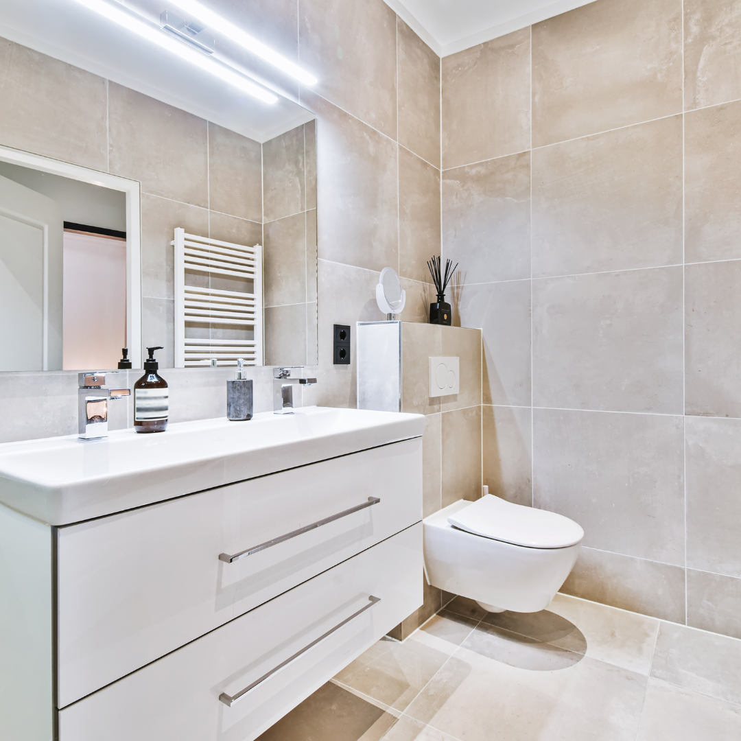 bathroom with large tiles