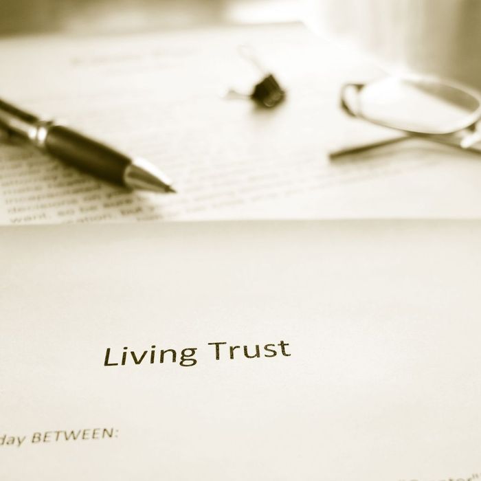 a piece of paper titled "living trust"