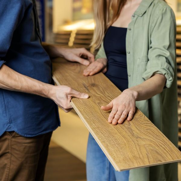 a customer looking at a plank of wood The Benefits of Shopping at Corpus Christi's Full-Service Lumber Yard.jpg