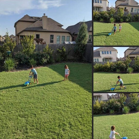 This is the first time these kids have been able to freely run around their yard without their parents worry about them tripping on the uneven ground.