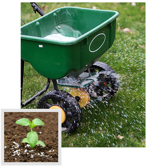 photo of fertilizer being sprayed on grass