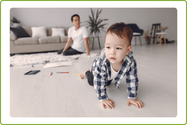 baby crawling on clean floor