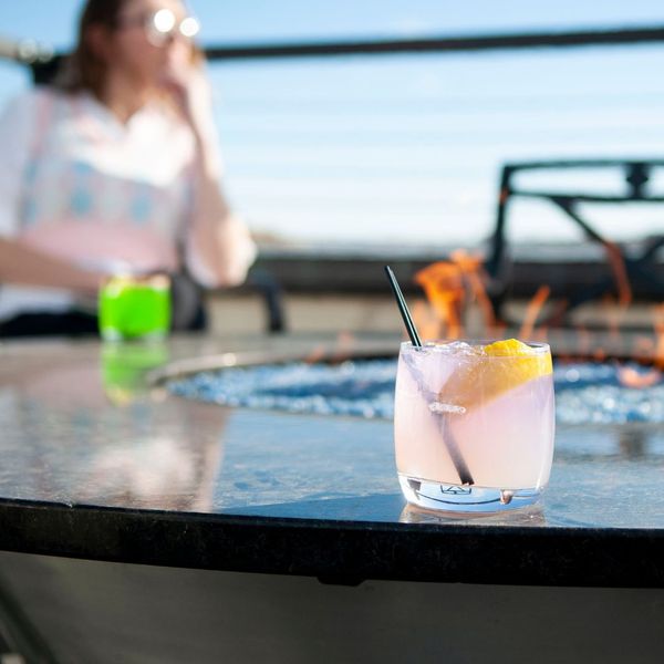 people enjoying cocktails outside