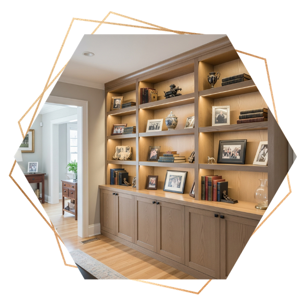 built in bookcase with lighted shelves Los Gatos Home Remodeling Services 4.png