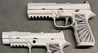 2 silver guns with cerakote work