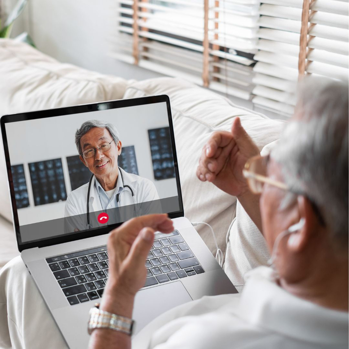 Patient speaking with virtual doctor