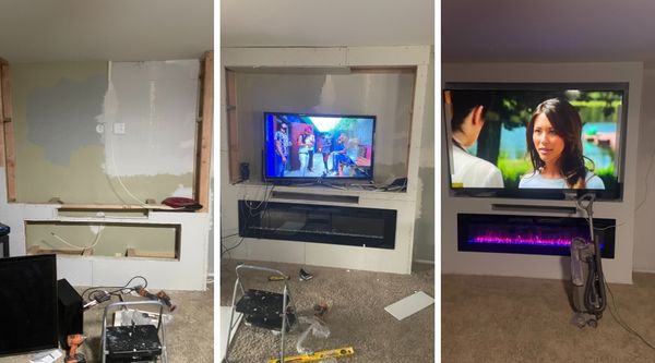 Process of remodeling a wall and mounting a TV