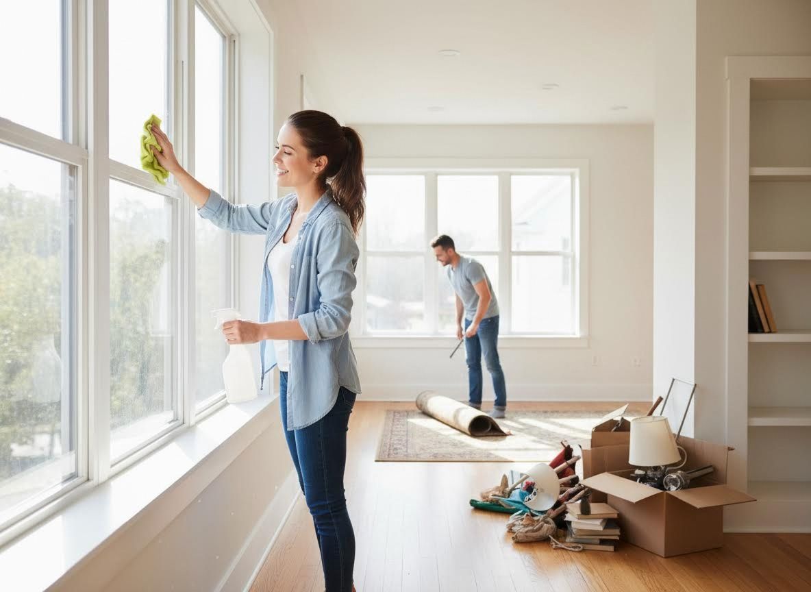 Couple Cleaning and Setting Up New Home