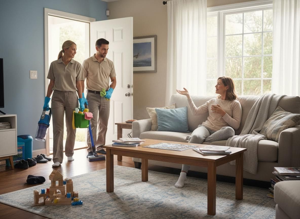 Cleaning Service Arrives at a Home