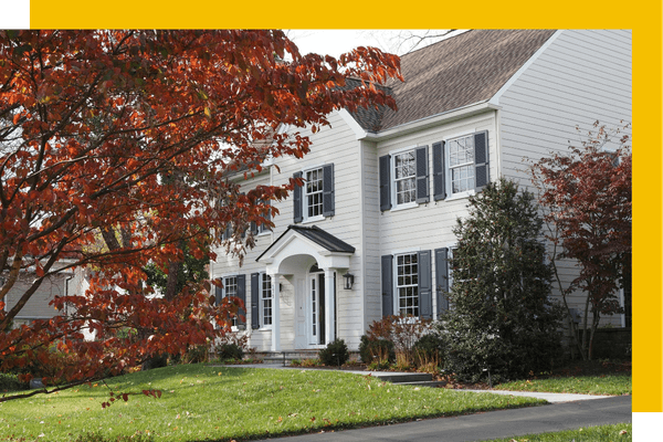 suburban home during the fall season