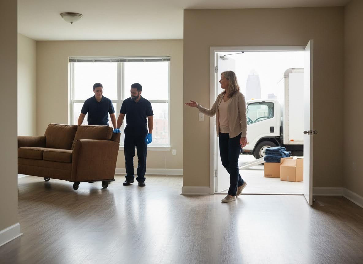 Professional Movers Deliver Sofa to New Home