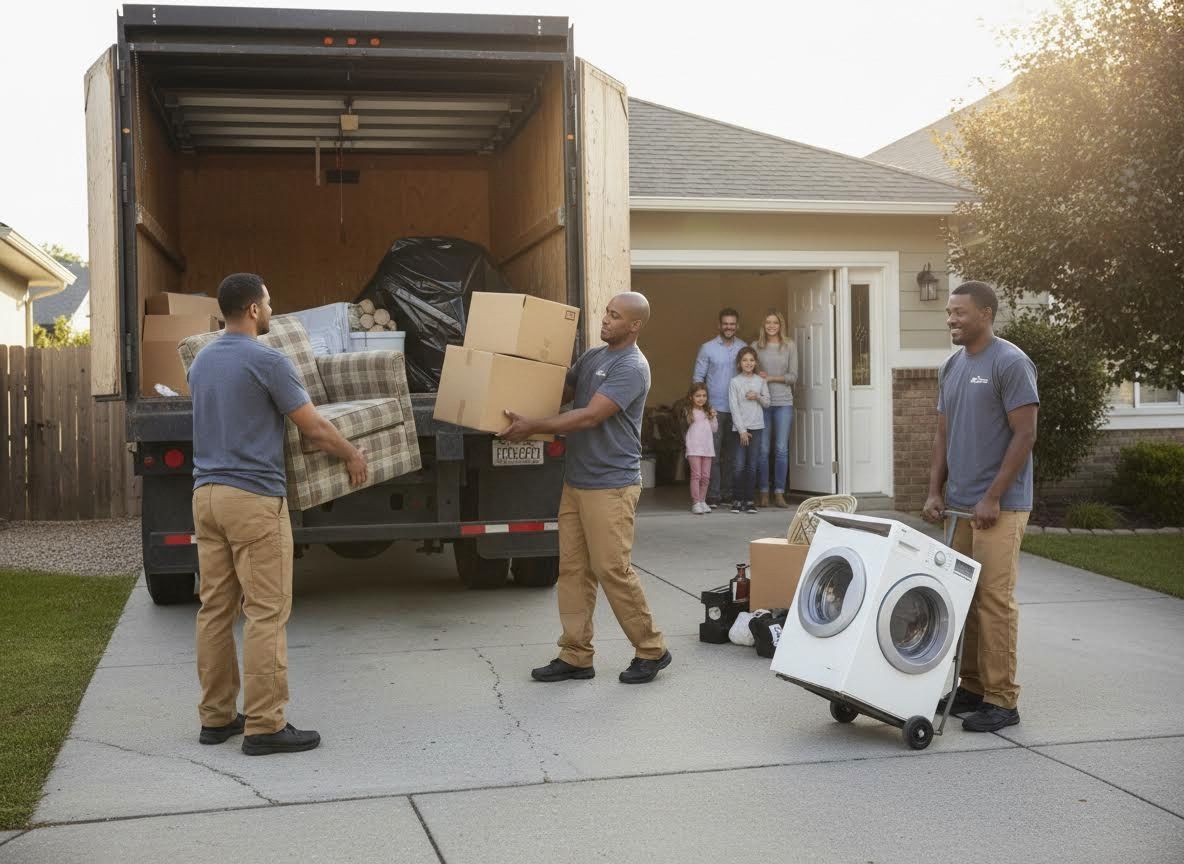 Professional Movers Helping a Family Move into a New Home