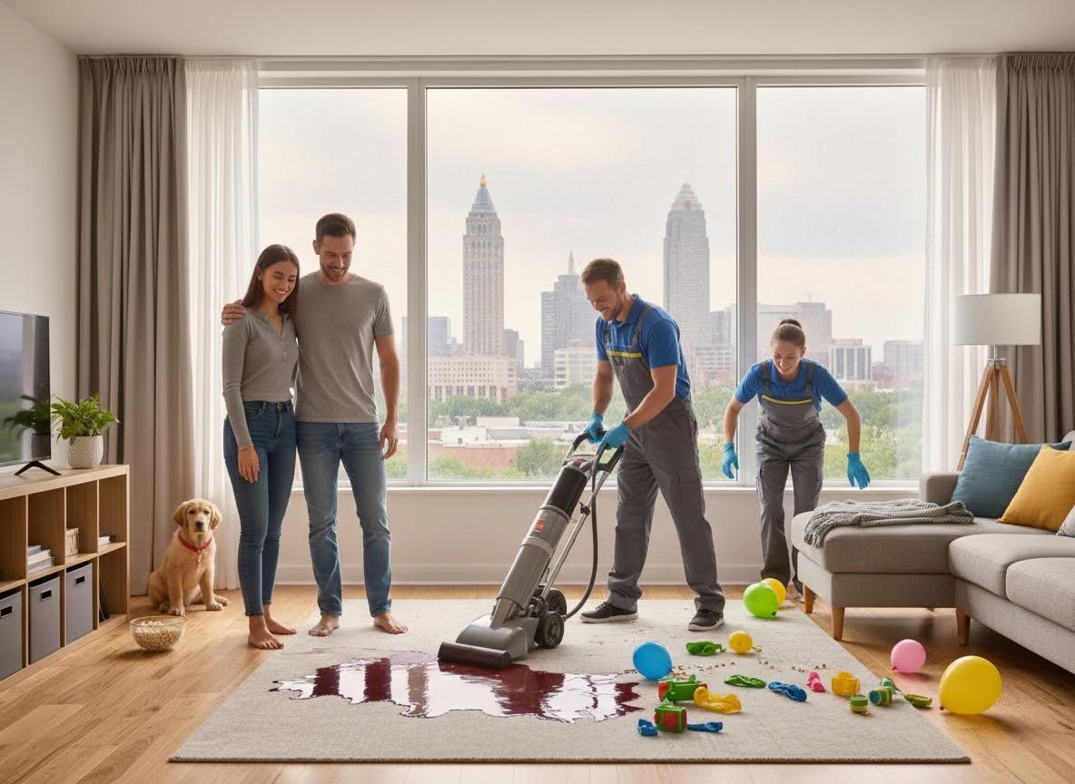 Professional Carpet Cleaning Service Removing a Large Spill