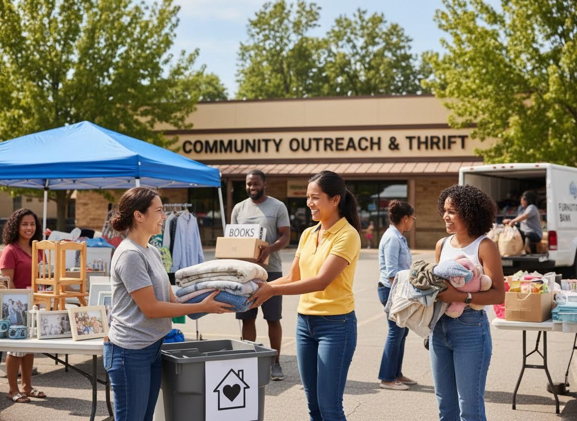 Volunteers at a Community Outreach and Thrift Event