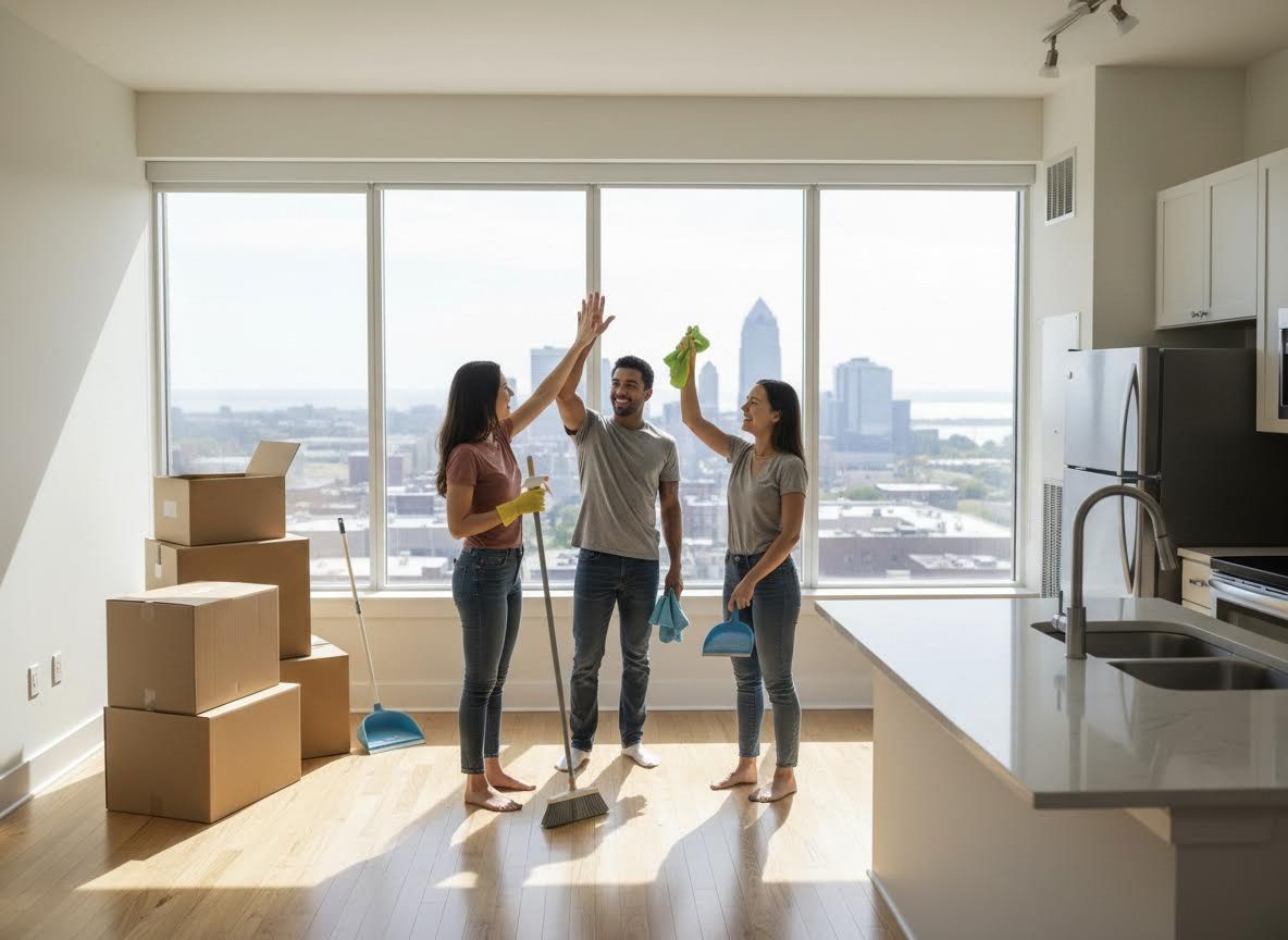 Friends Celebrate Cleaning New Apartment