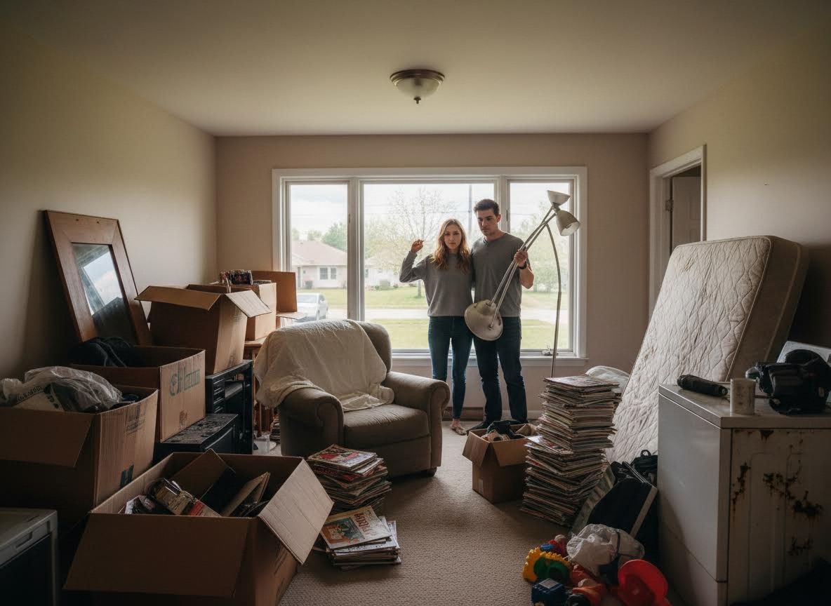 Young Couple Overwhelmed by Moving Chaos