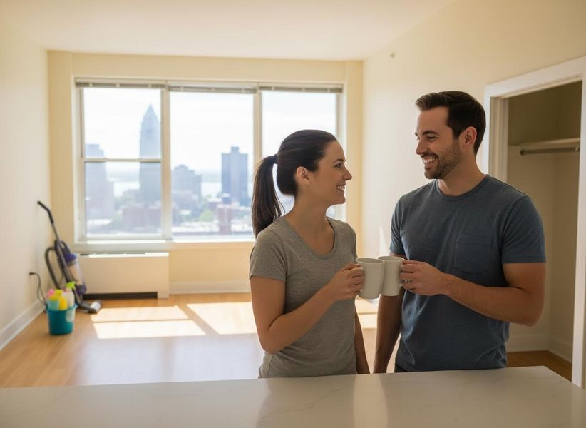 Happy Couple in New Apartment