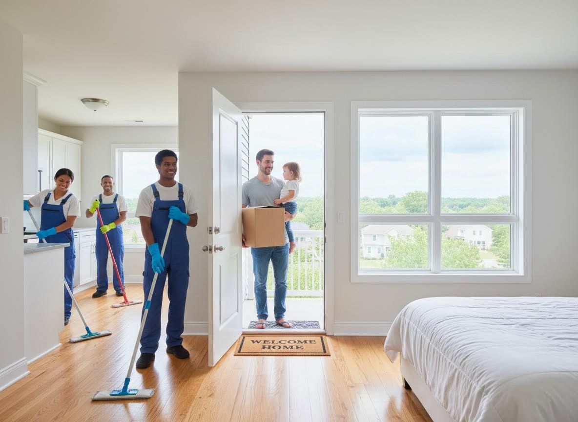 Professional Cleaning Crew Prepares a New Home for a Family
