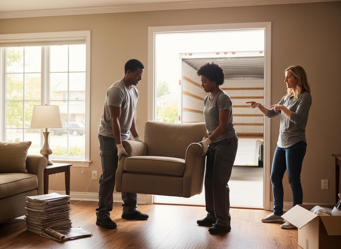 Professional Movers Carrying Furniture on Moving Day