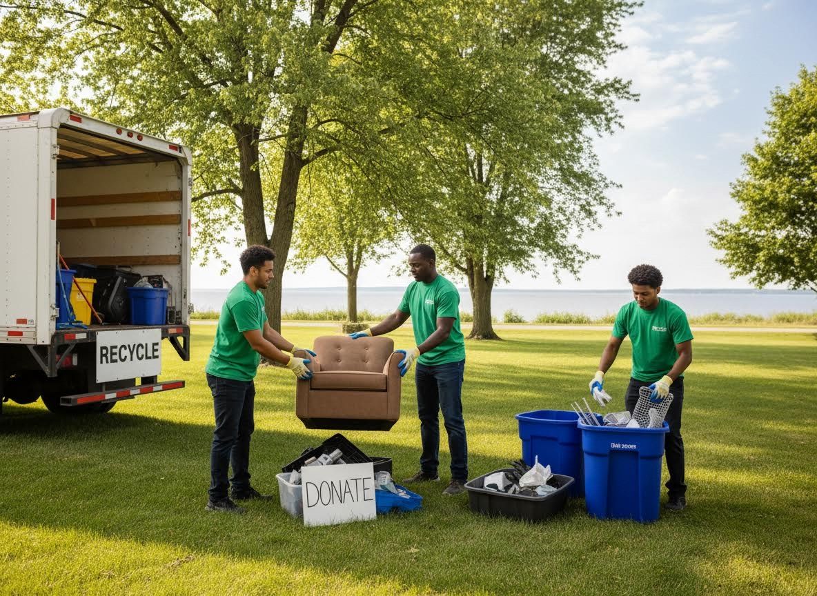 Community Volunteers Sorting Donations and Recyclables