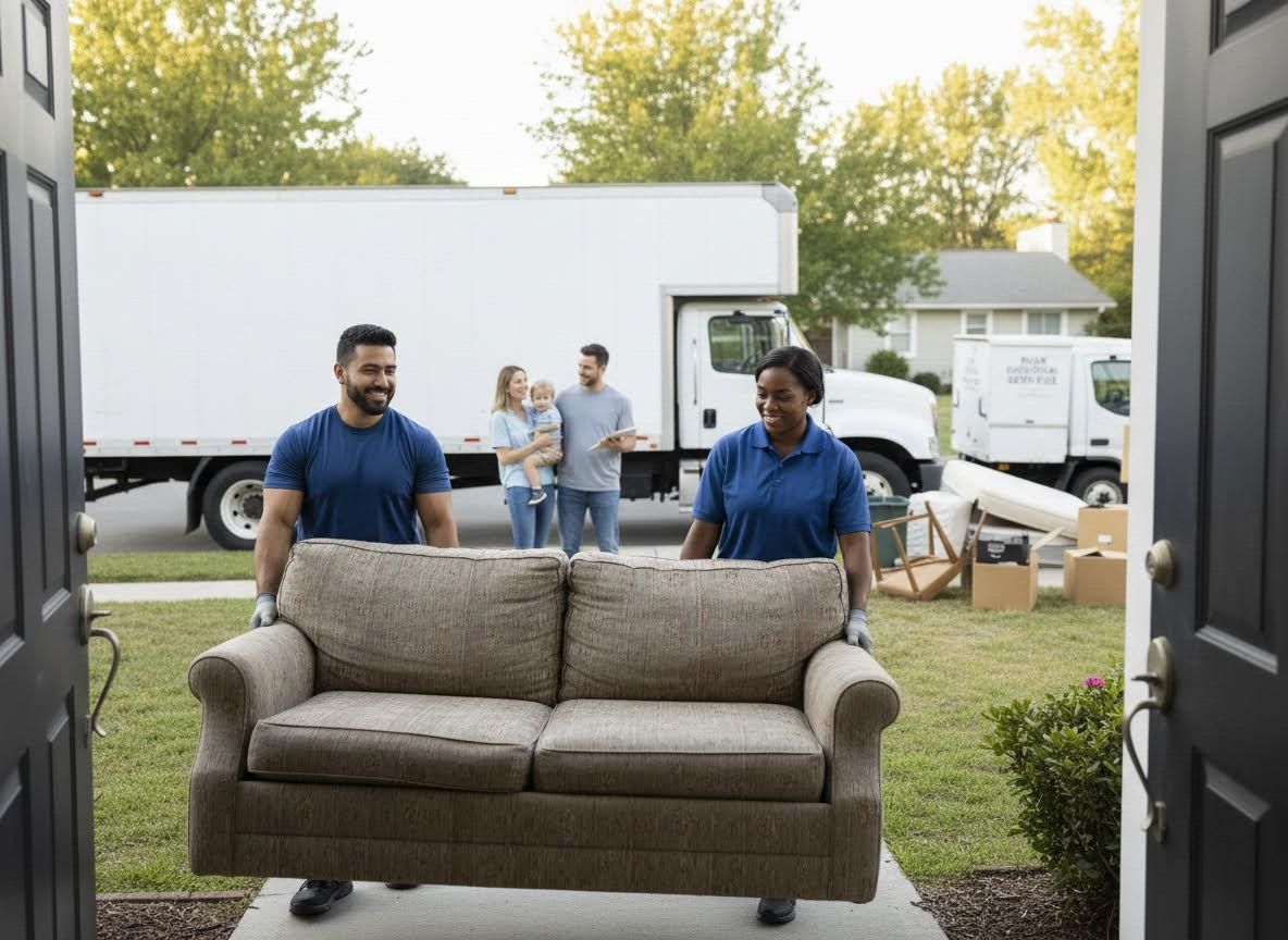 Professional Movers Carrying Sofa