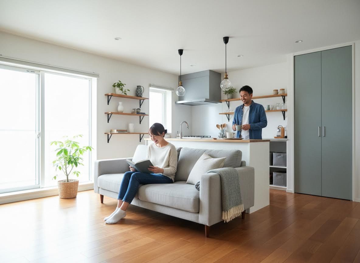 Couple Relaxing in Modern Open-Plan Home