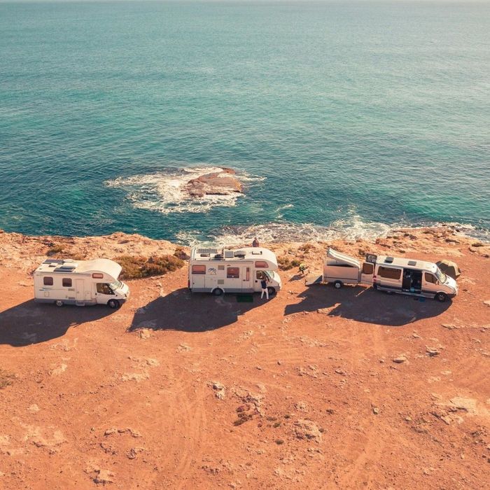 RVs on the beach.