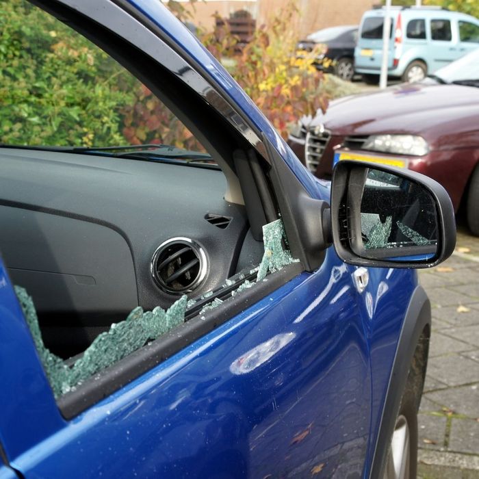 Broken car window.