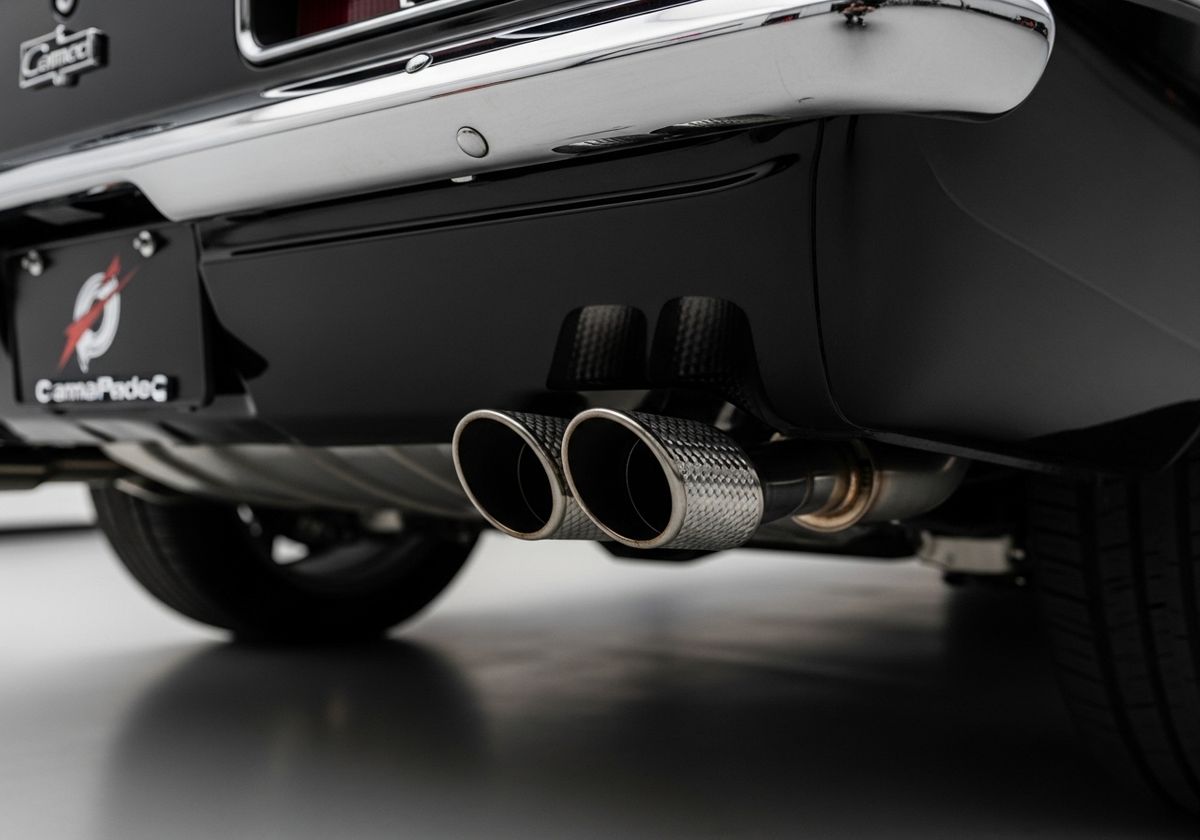 Close-up of a Classic Car's Exhaust Pipes