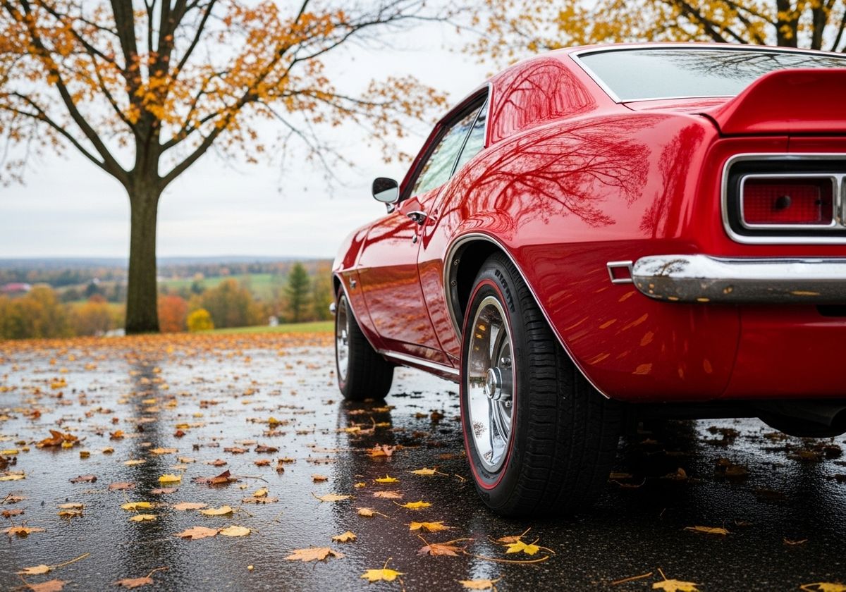 Red 1969 Camaro in Autumn