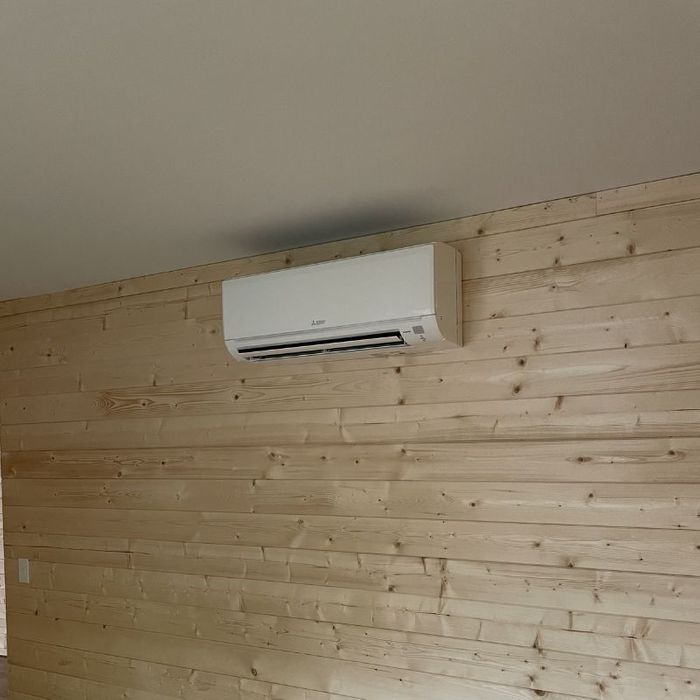 A newly installed wall-mounted AC unit but Beaver Heating & Air.