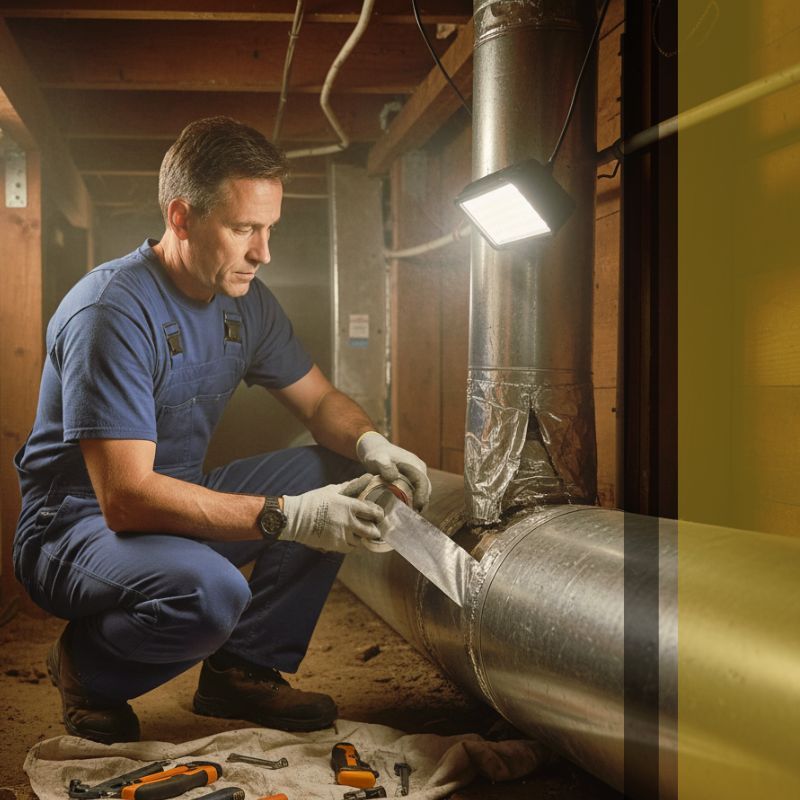 man performing air duct services 