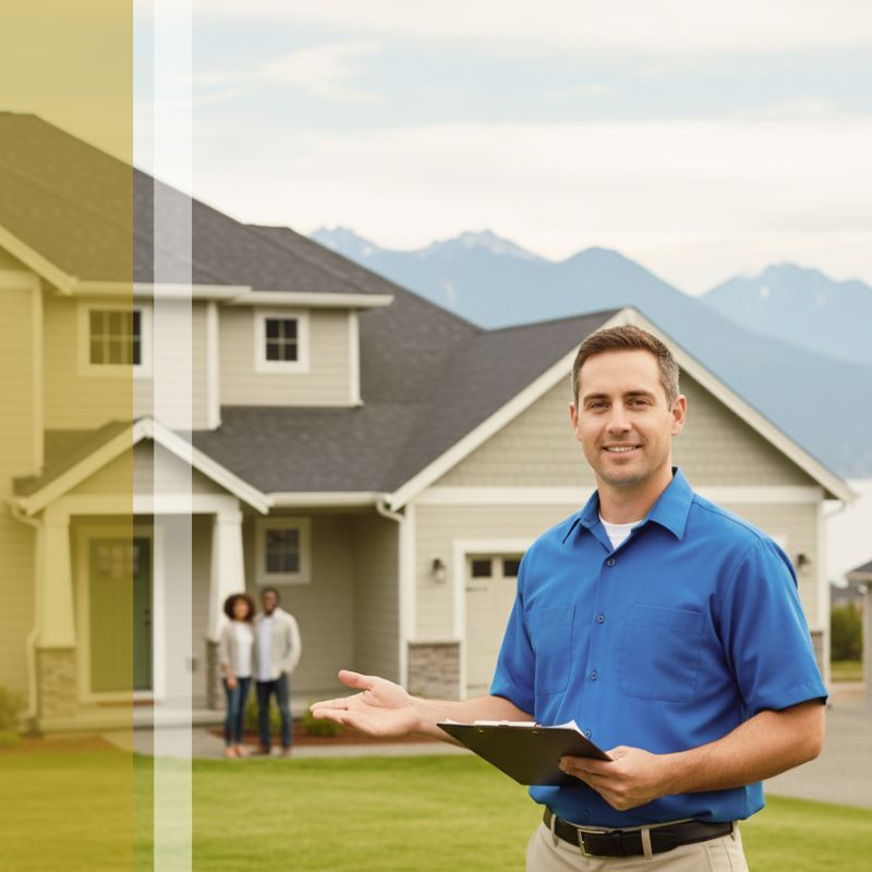 air duct technician standing outside of home
