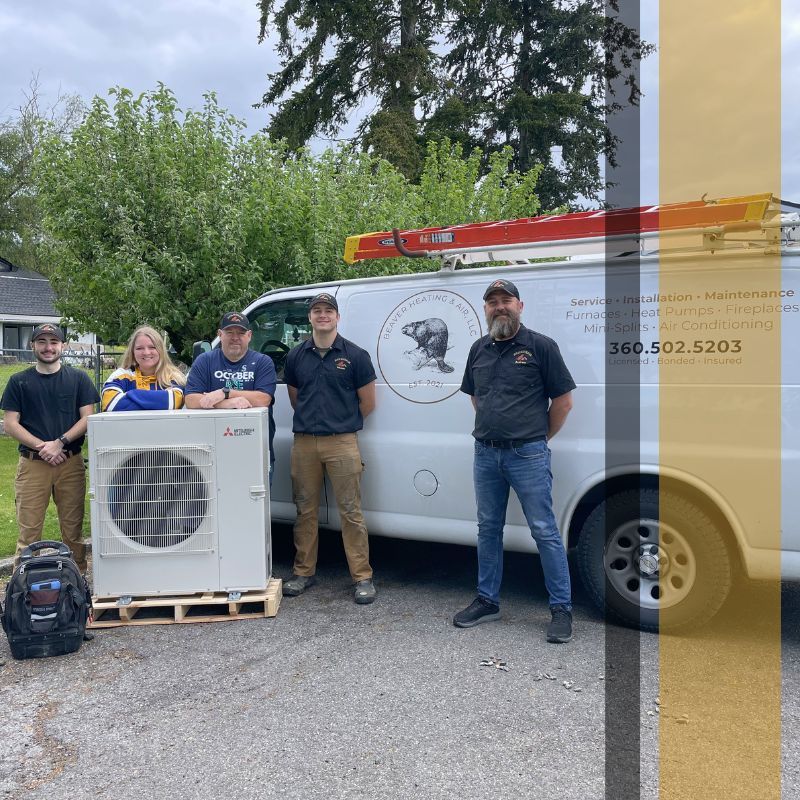 Beaver Heating & Air team with an AC unit
