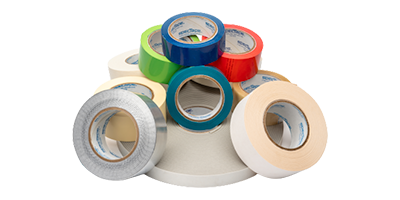 a stack of different types of tape PLM offers