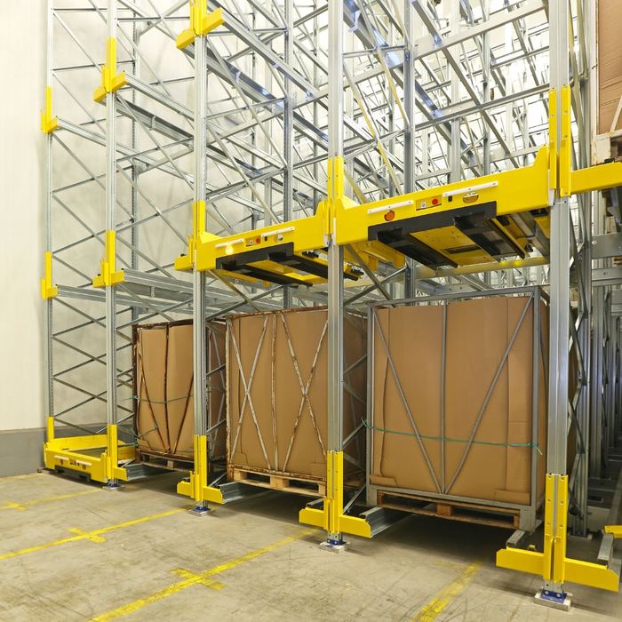 Boxes stored in a warehouse