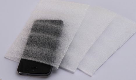 a phone in a sealed air foam pouch