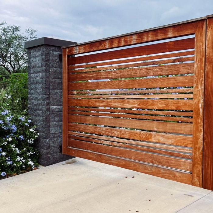 closed wooden electronic gate