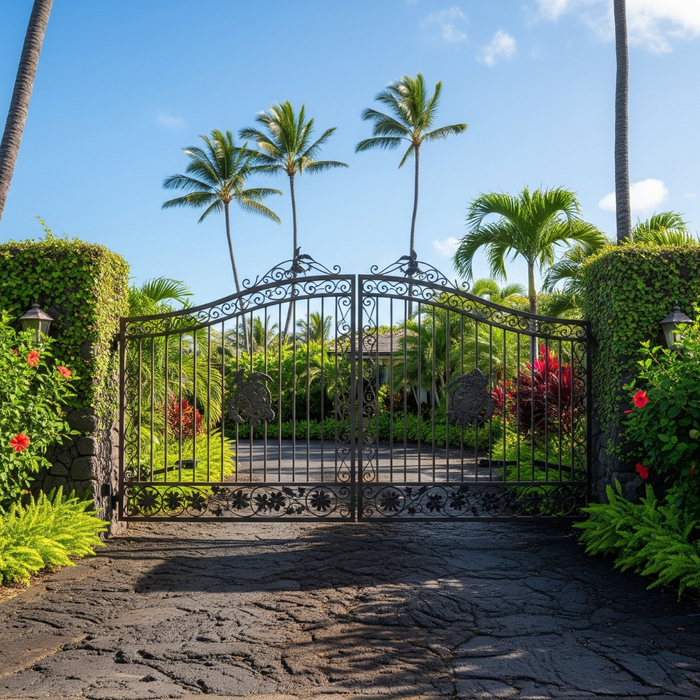 residential driveway gate with sturdy metal construction