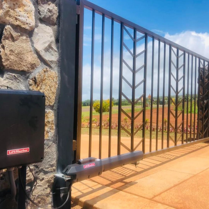 A closeup image of the automation system for a gate