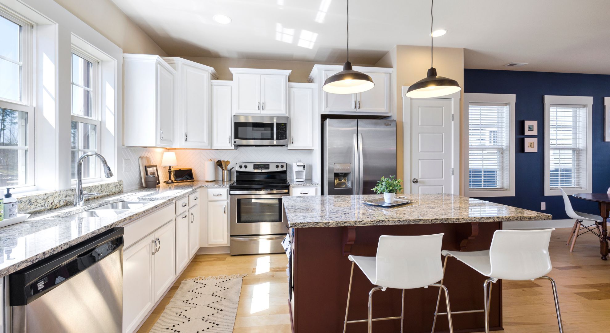 bright white modern kitchen with island