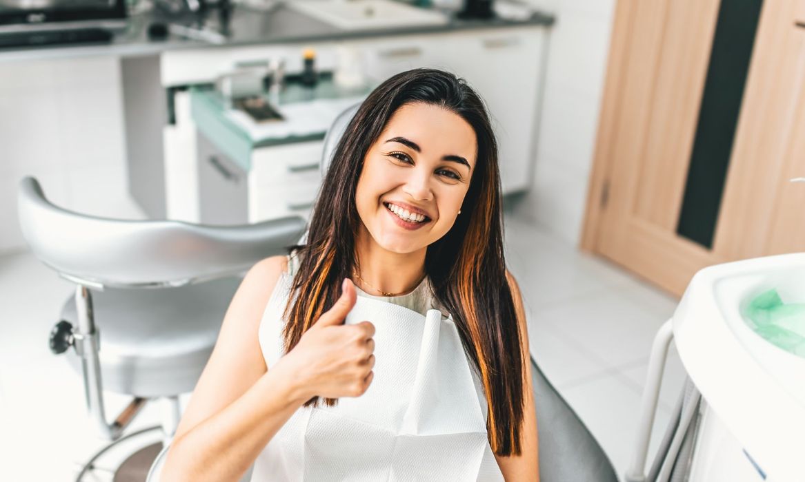 woman smiling in dental care