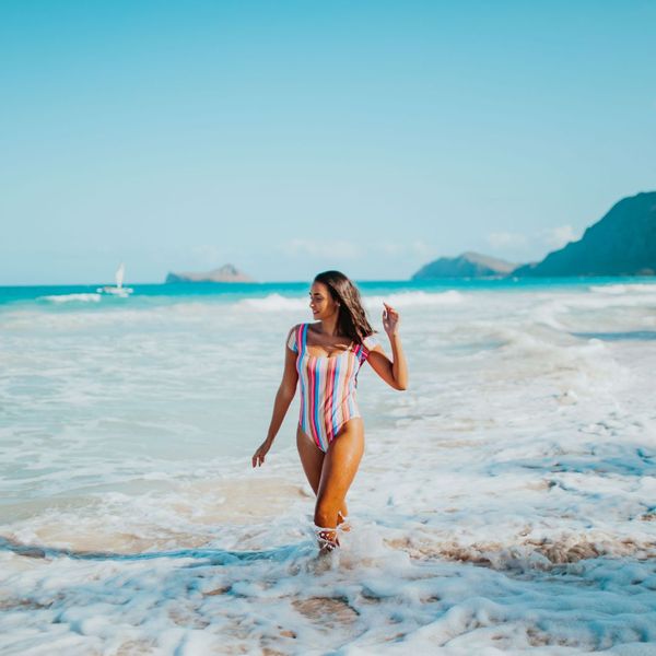 confident woman on the beach