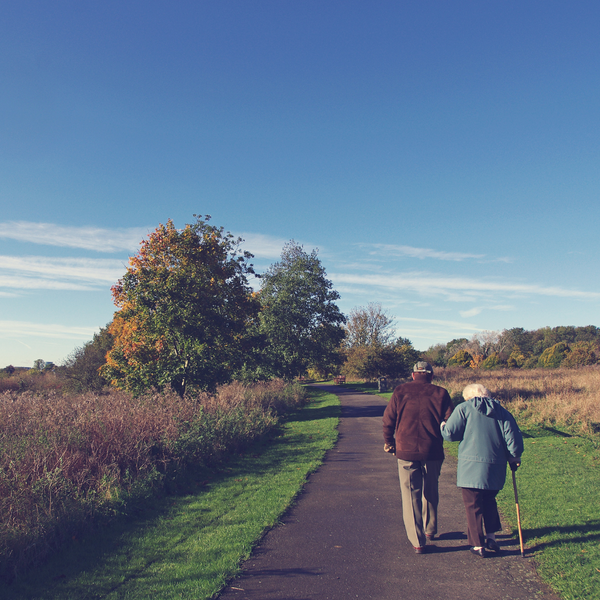 Senior couple walking